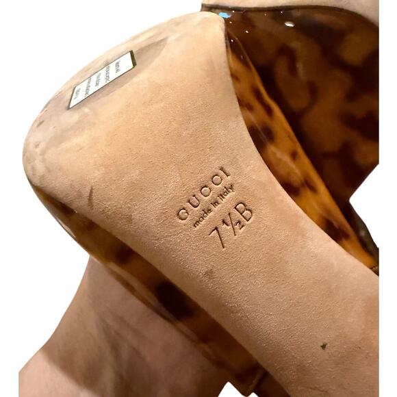 Gucci Patent Peep Toe Tortoise Shell Heels Sz. 7.5 - Picture 7 of 8